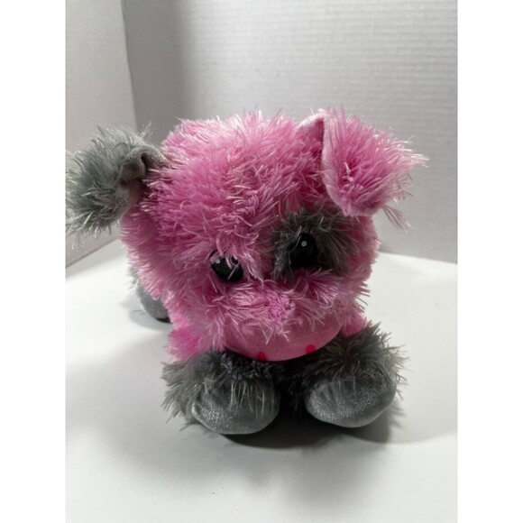 IDEAL TOYS Pink and Gray Fluffy Plush PIG 10” Stuffed Animal SOFT - Picture 2 of 8